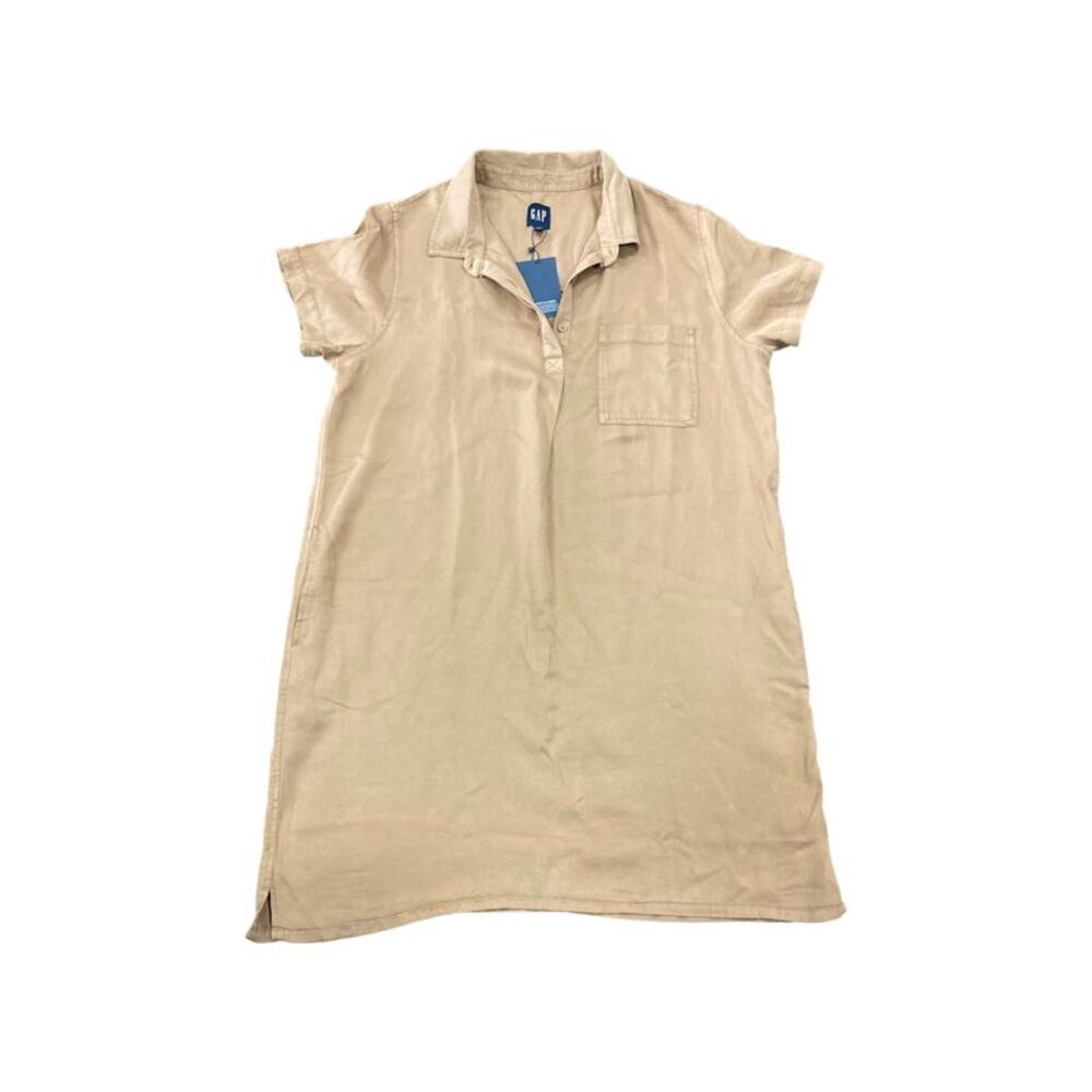 GAP Women's Lightweight Relaxed Shift Silhouette Fit Tencel Dress - Tannin